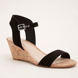 Torrid Black Strap Cork Mini Wedge